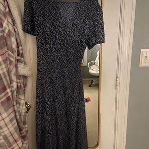 Elegant Navy Floral Dress - wrap around dress, could be perfect maternity dress